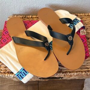 Tory Burch Black and Tan Sandals